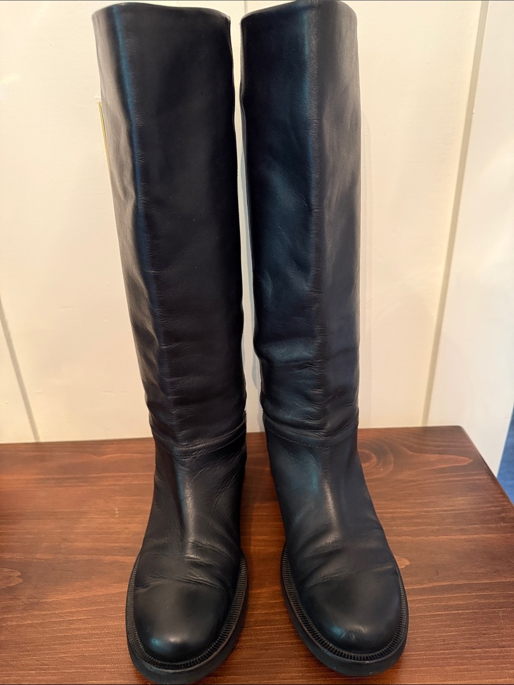 Zara Black Leather Tall Equestrian Riding Boots Size 40 US 9 - Picture 13 of 16